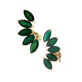 Aretes Cascada de Esmeraldas Corte Marquesa en Oro Amarillo 14k