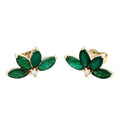 Aretes con Esmeralda Corte Marquesa y Diamantes en Oro Amarillo 14k