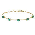 Pulsera con Esmeraldas Ovaladas y Diamantes