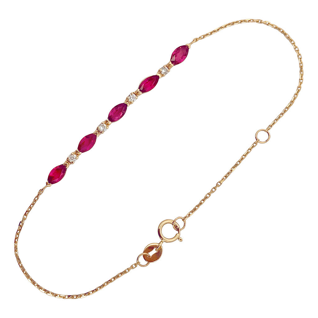 Pulsera con Rubíes Corte Marquise y Diamantes