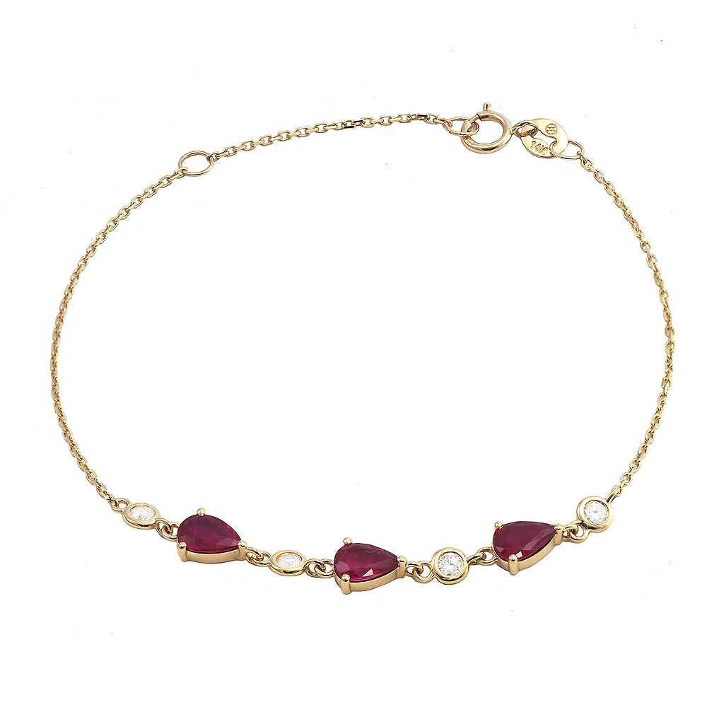 Pulsera con Rubíes Corte Pera y Diamantes