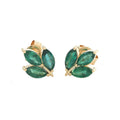 Aretes Trío de Esmeraldas Corte Marquesa en Oro Amarillo 14k