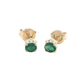 Aretes Esmeralda Corte Ovalado con Diamantes en Oro Amarillo 14k