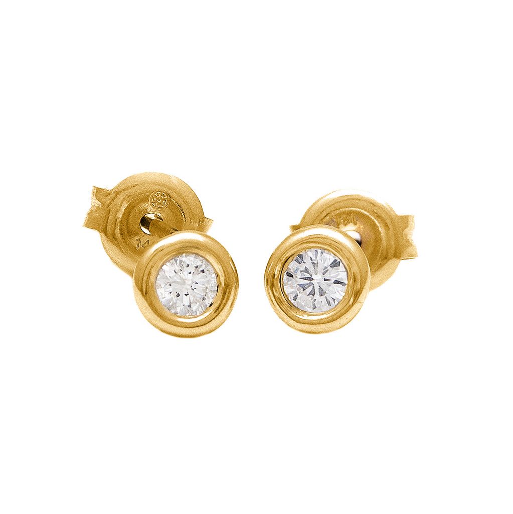 Aretes de Diamante en Bisel en Oro Amarillo 14k