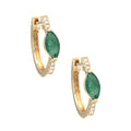 Aretes Argolla Marquesa y Diamantes en Oro 14k — Esmeralda Oro Amarillo