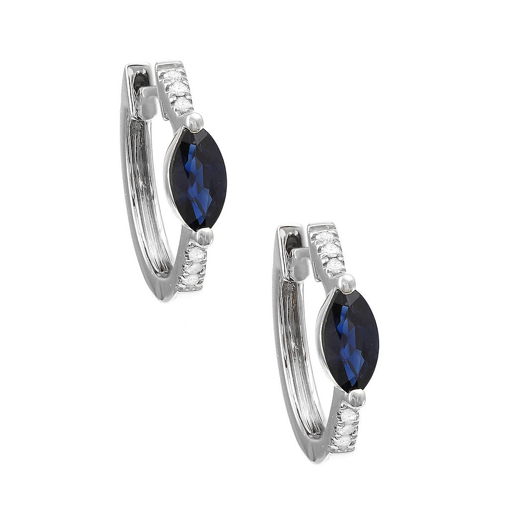 Aretes Argolla Marquesa y Diamantes en Oro 14k — Zafiro Oro Blanco