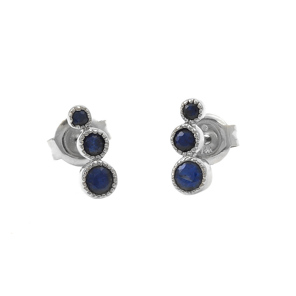 Aretes Redondos con Bisel Sencillo en Oro 14k — Zafiro Oro Blanco