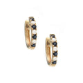 Aretes Argolla con Zafiros y Diamantes Alternados en Oro Amarillo 14k