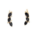 Aretes Argolla con Tres Zafiros Corte Marquesa en Oro Amarillo 14k