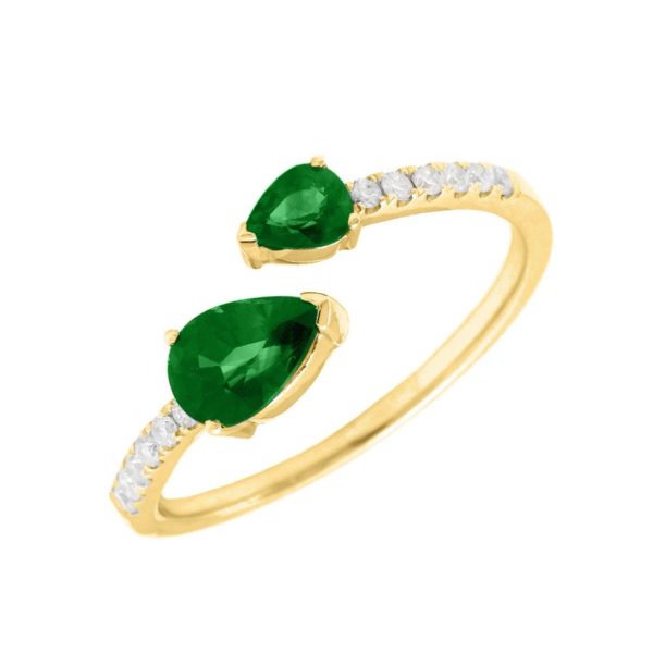 Anillo Cruzado con Piedra de Color y Diamantes en Oro 14k