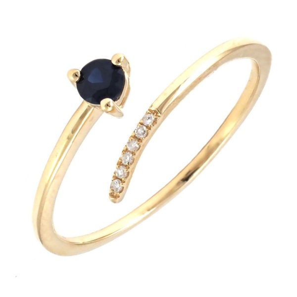 Anillo Cruzado Redondo con Piedra de Color en Oro Amarillo 14k