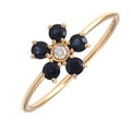 Anillo Flor con Piedra de Color en Oro Amarillo 14k