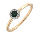 Anillo Clásico con Esmeralda y Diamantes en Oro 14k