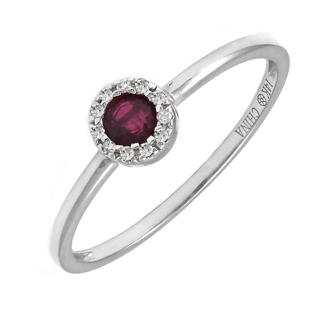 Anillo Redondo con Rubí en Oro 14k