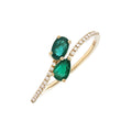 Anillo Ovalado y Gota con Esmeralda y Diamantes en Oro Amarillo 14k