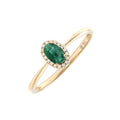 Anillo Clásico Ovalado con Piedra de Color y Diamantes en Oro Amarillo 14k