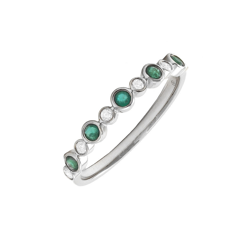 Anillo Redondo con Piedra de Color en Oro 14k