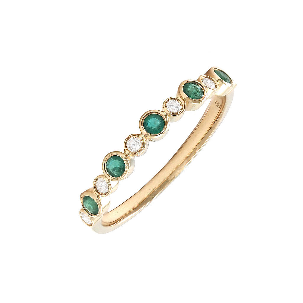 Anillo Redondo con Piedra de Color en Oro 14k