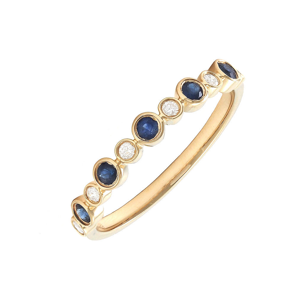 Anillo Redondo con Piedra de Color en Oro 14k