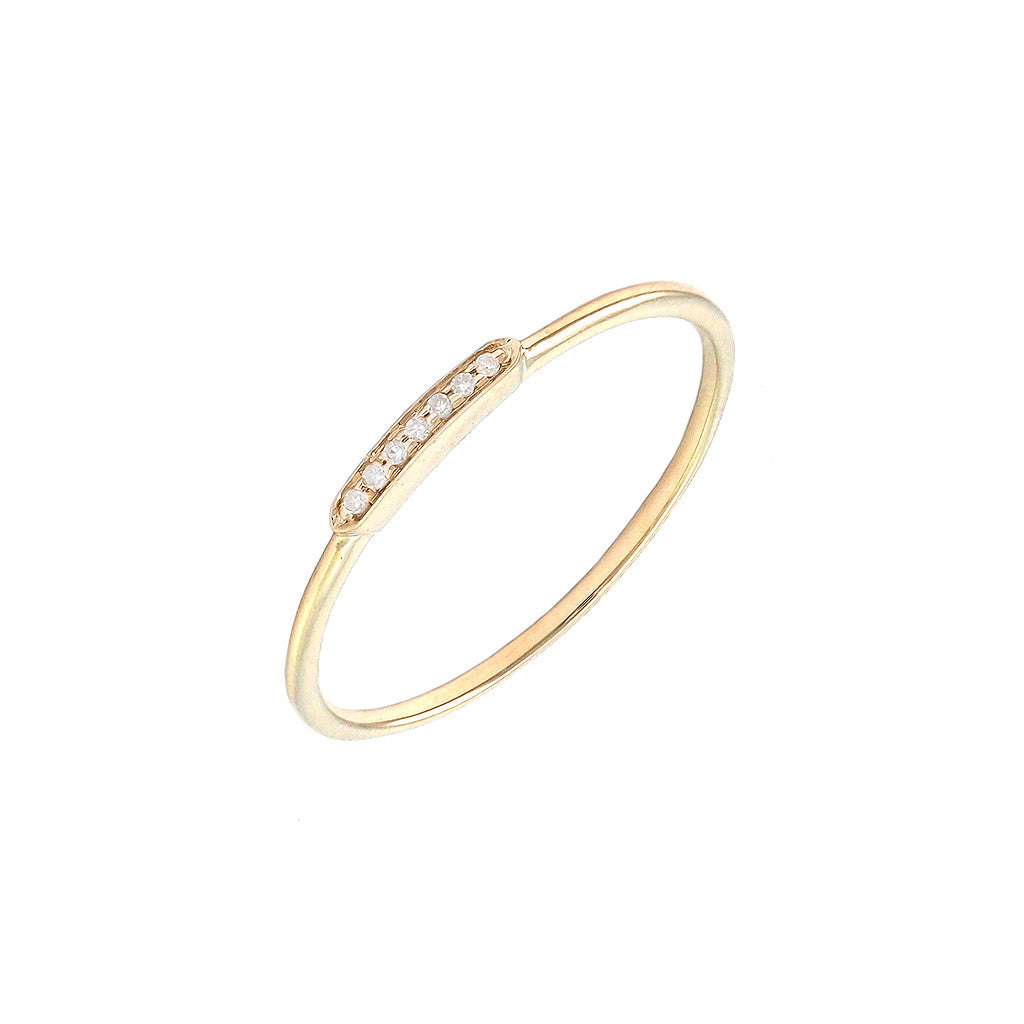 Anillo Delgado Apilable con Diamantes en Oro Amarillo 14k