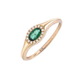 Anillo Ovalado en Bisel con Piedra de Color en Oro Amarillo 14k