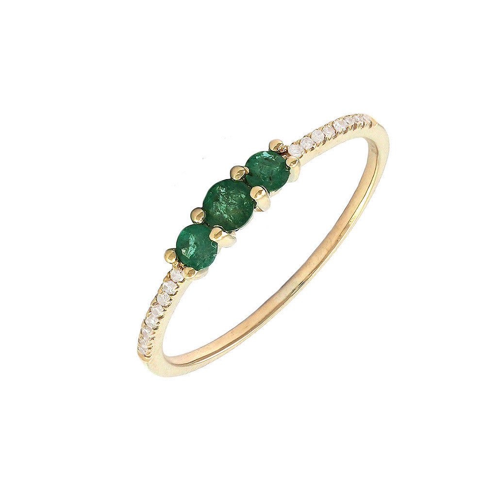 Anillo Banda Redonda con Piedra de Color en Oro Amarillo 14k