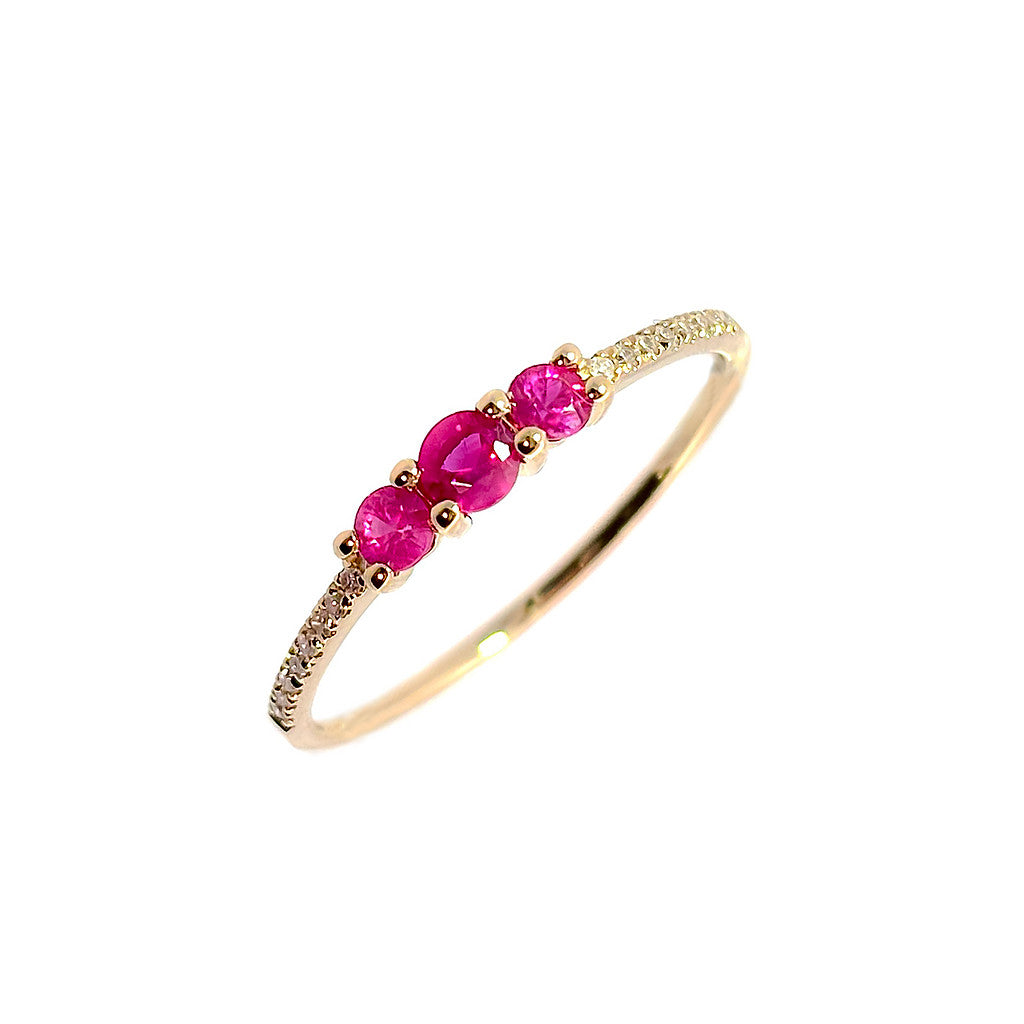 Anillo Banda Redonda con Piedra de Color en Oro Amarillo 14k