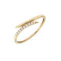Anillo Cruzado con Hilera de Diamantes en Oro Amarillo 14k