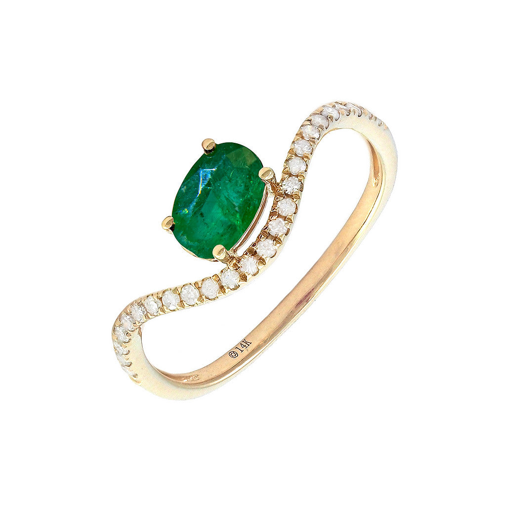 Anillo Ovalado con Piedra de Color en Oro Amarillo 14k
