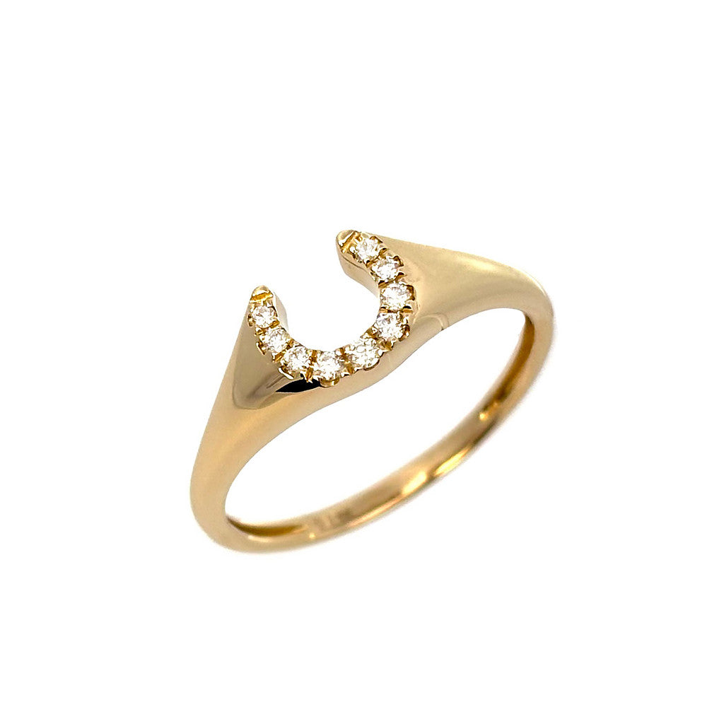 Anillo Herradura con Diamantes en Oro Amarillo 14k