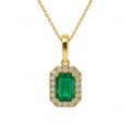 Charm Rectangular con Esmeralda Natural y Diamantes en Oro 14k