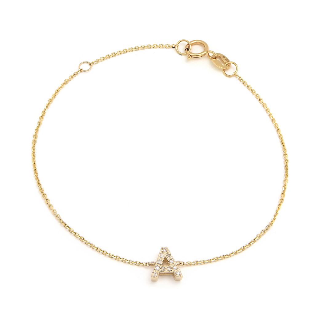 Pulsera con Inicial de Diamantes en Oro Amarillo