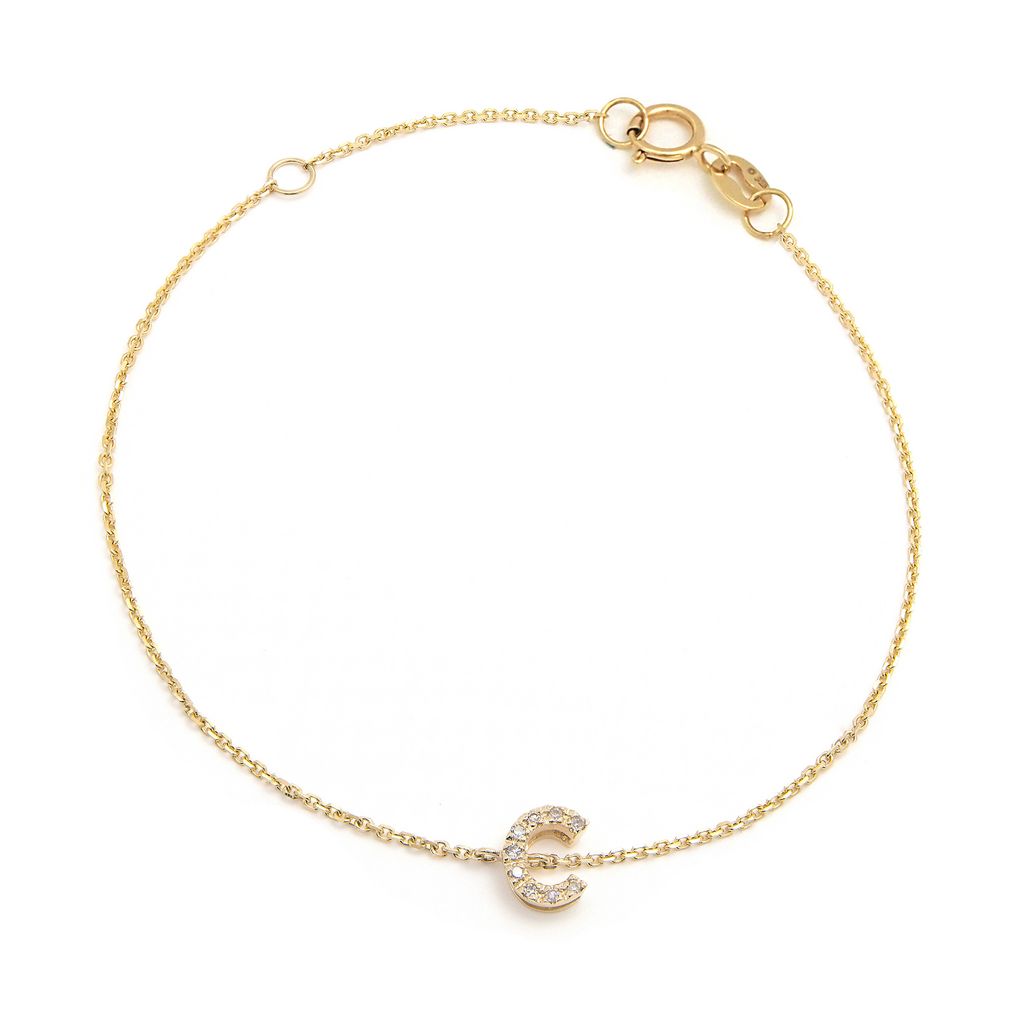 Pulsera con Inicial de Diamantes en Oro Amarillo