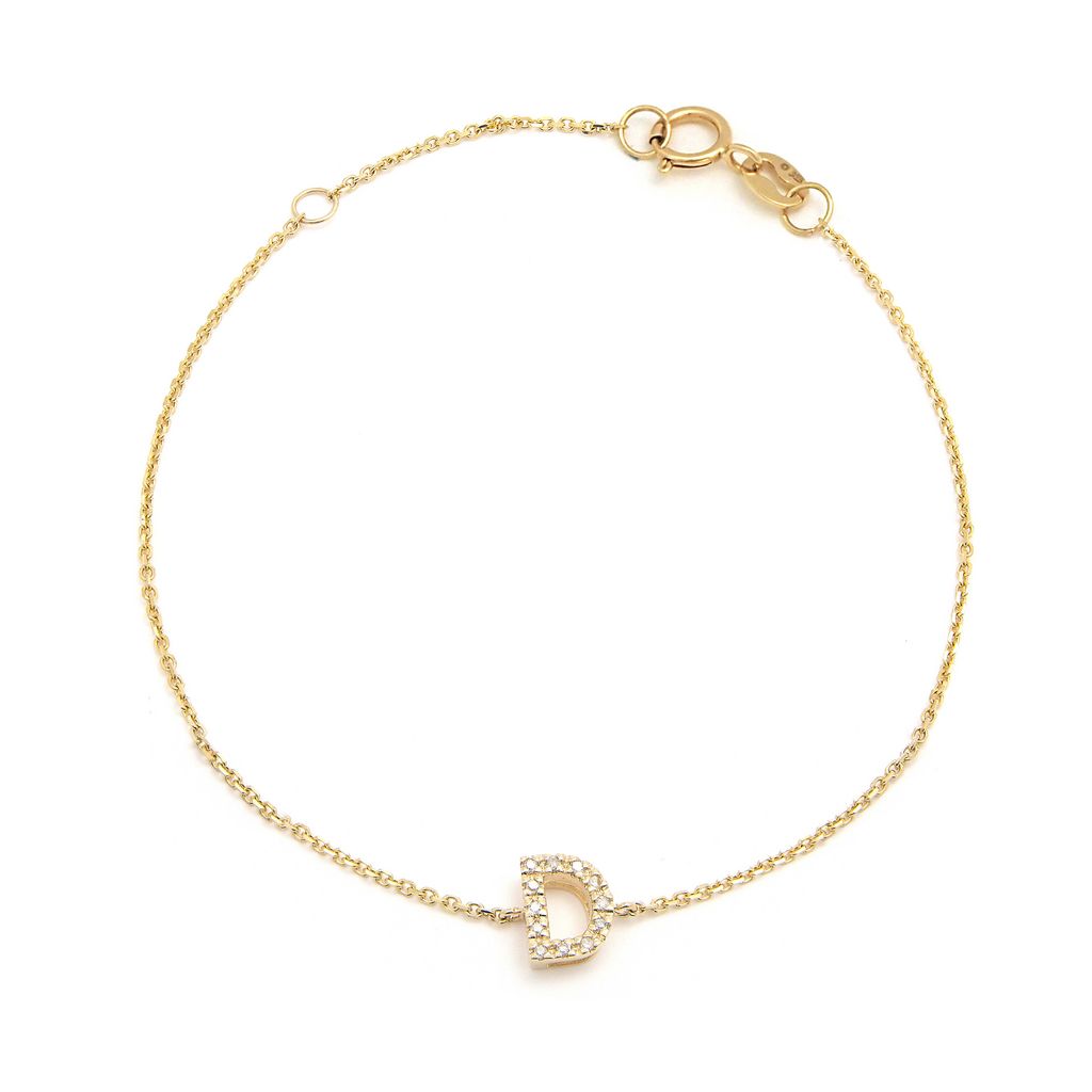 Pulsera con Inicial de Diamantes en Oro Amarillo