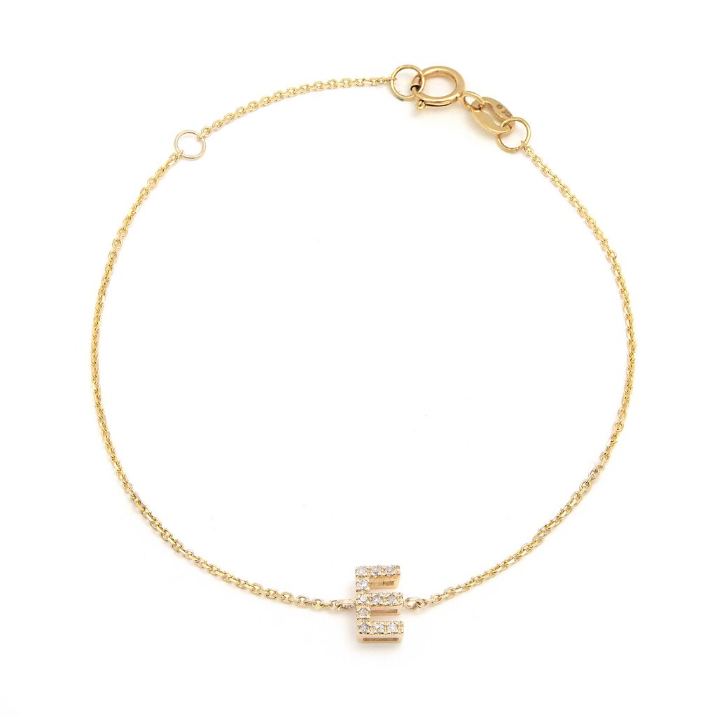 Pulsera con Inicial de Diamantes en Oro Amarillo