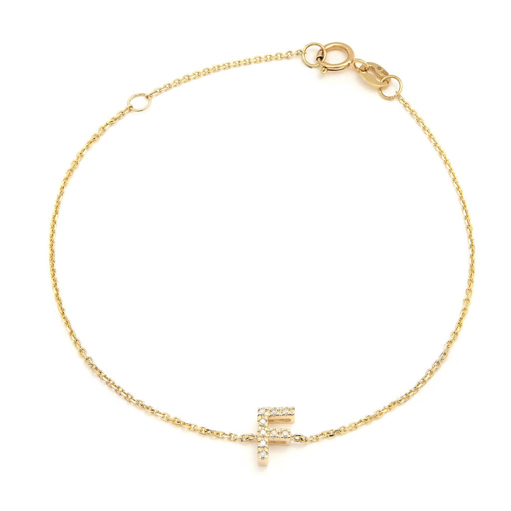 Pulsera con Inicial de Diamantes en Oro Amarillo