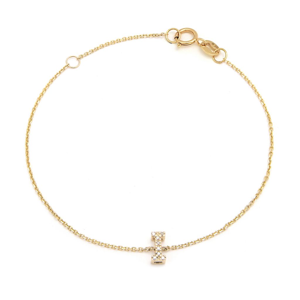 Pulsera con Inicial de Diamantes en Oro Amarillo