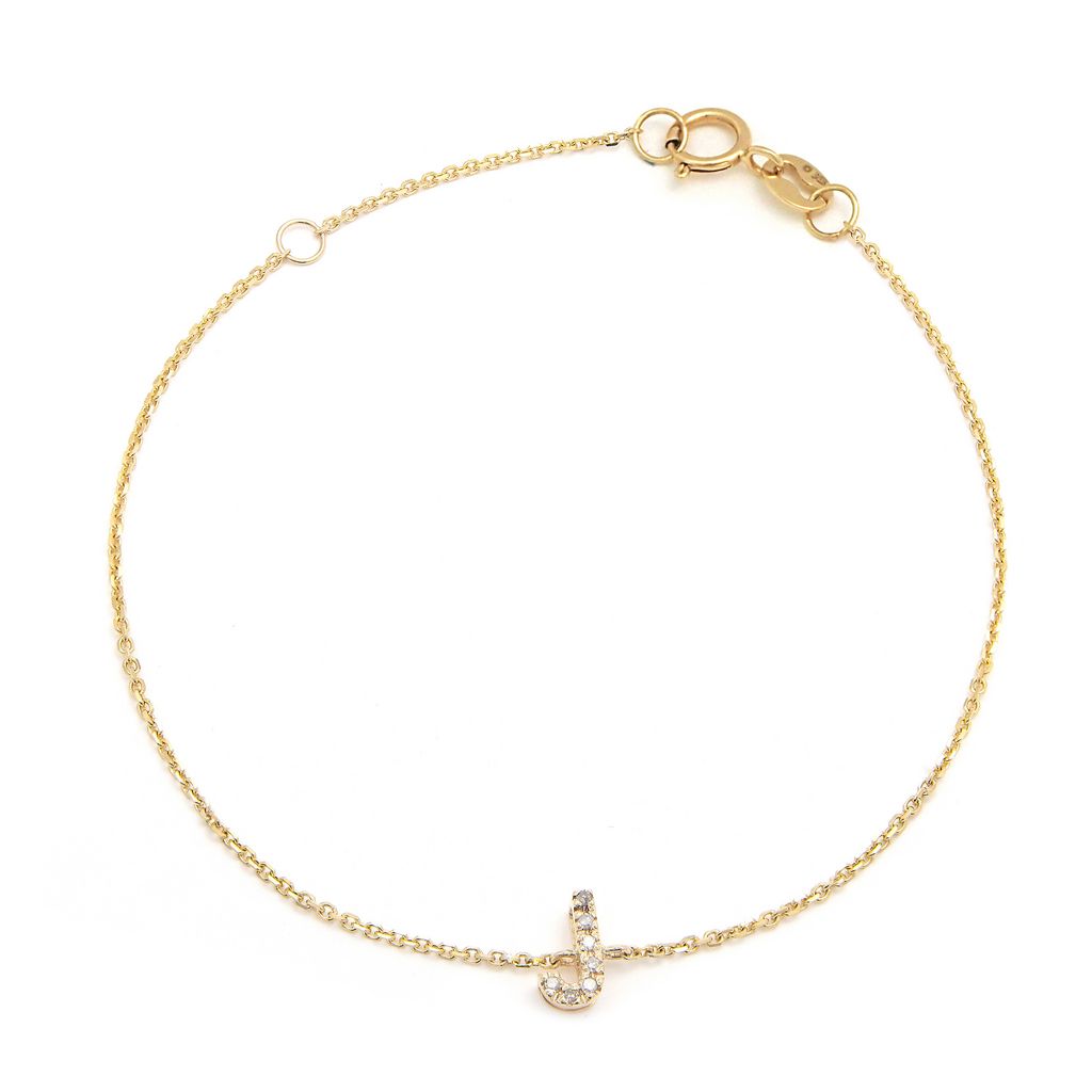 Pulsera con Inicial de Diamantes en Oro Amarillo