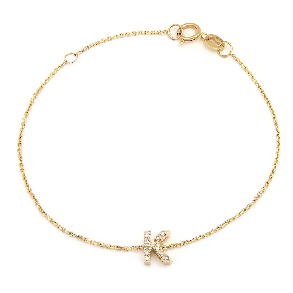 Pulsera con Inicial de Diamantes en Oro Amarillo