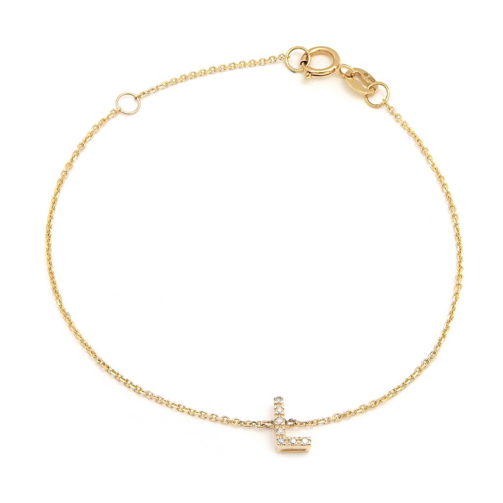 Pulsera con Inicial de Diamantes en Oro Amarillo