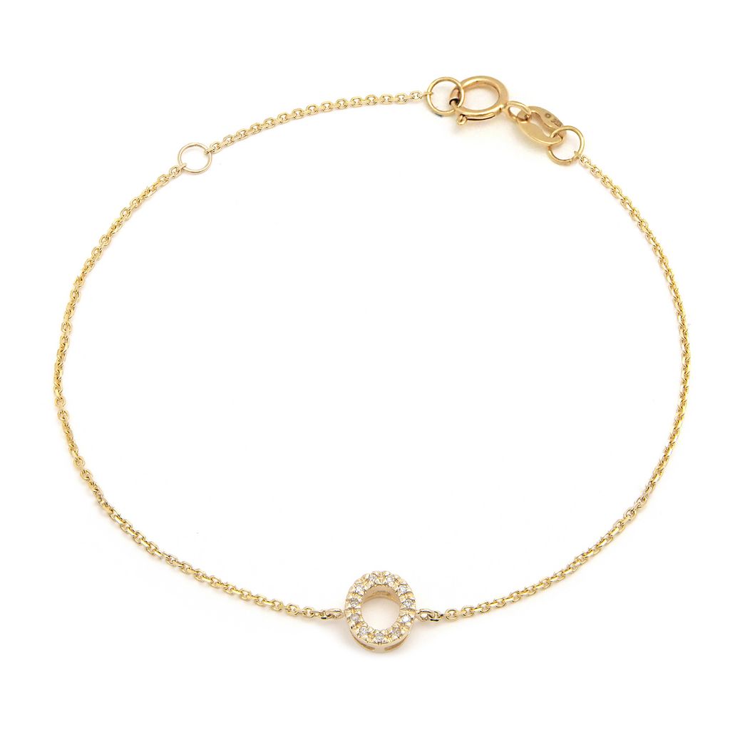Pulsera con Inicial de Diamantes en Oro Amarillo
