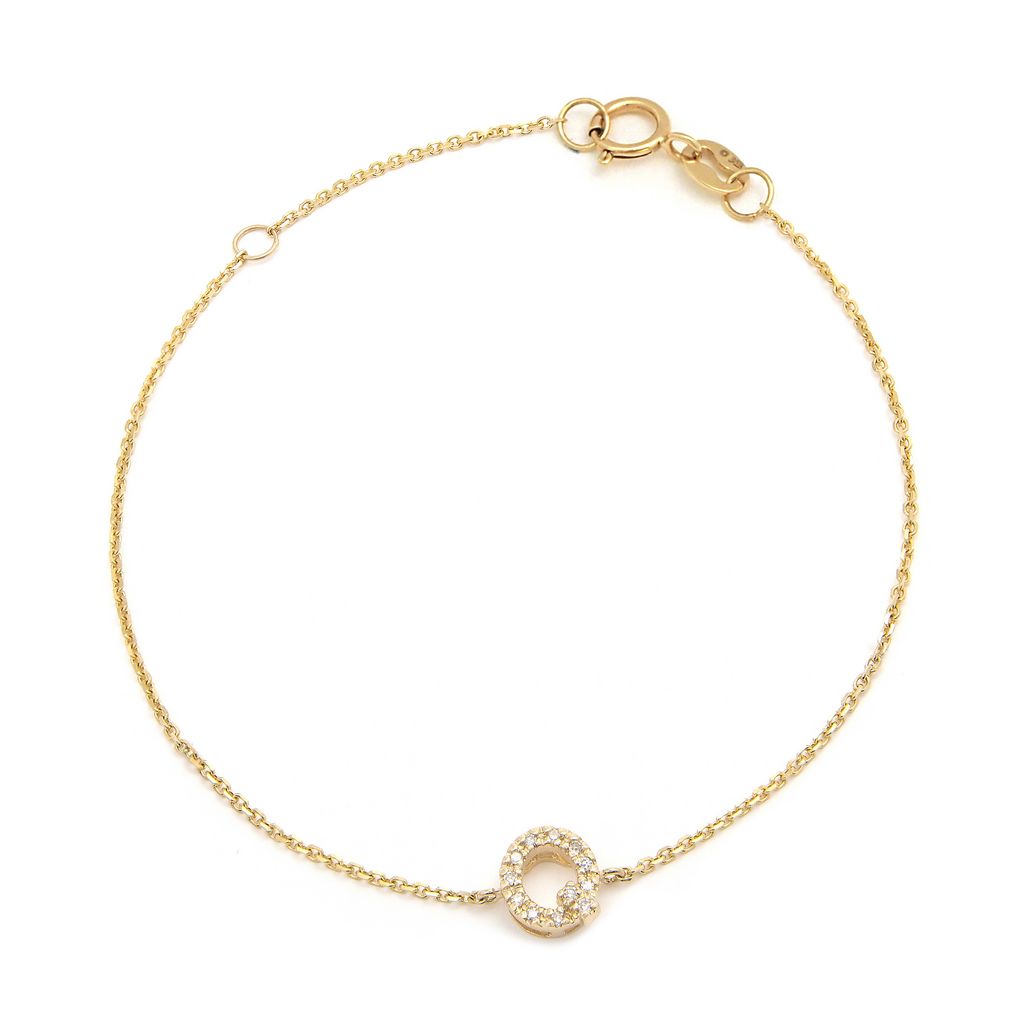 Pulsera con Inicial de Diamantes en Oro Amarillo
