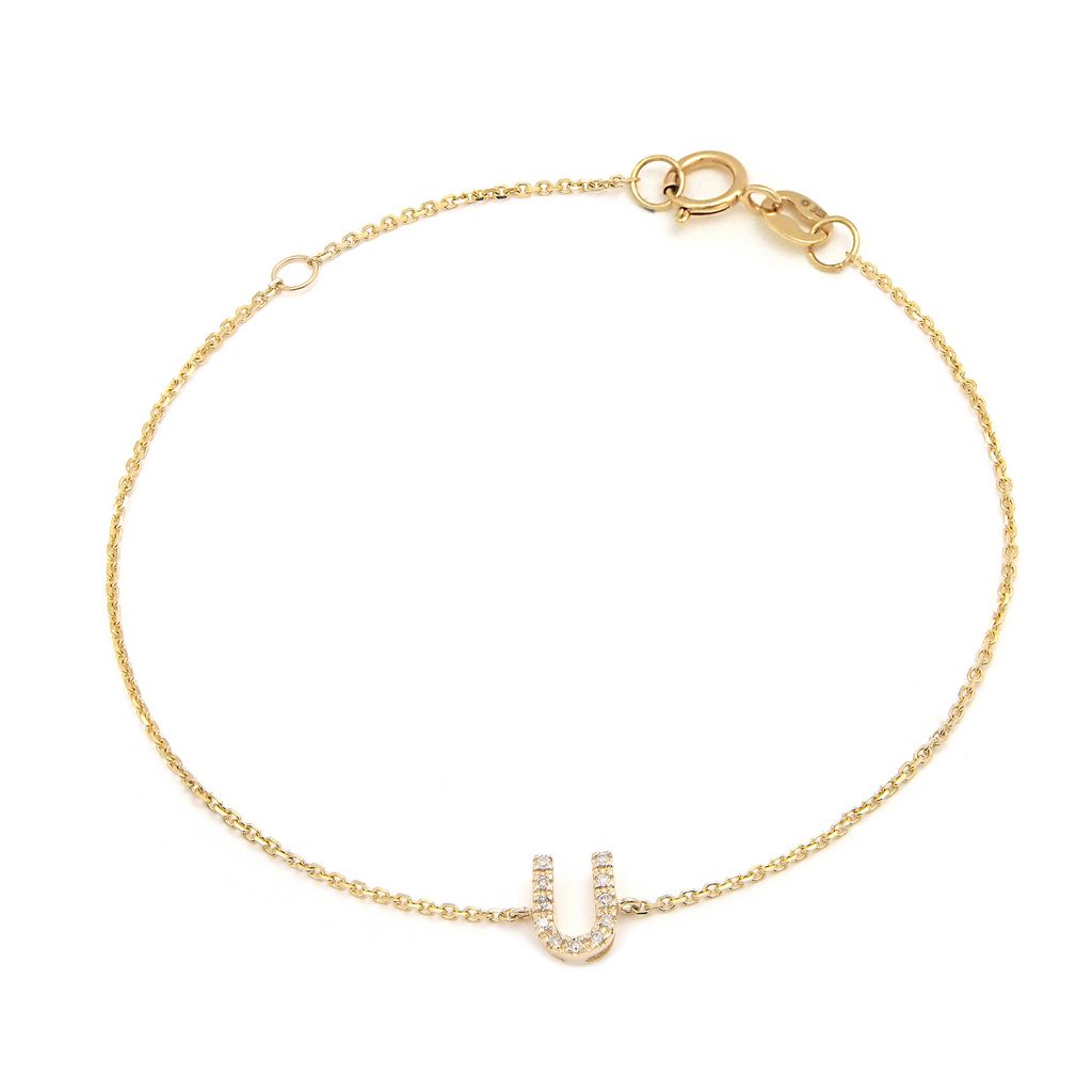 Pulsera con Inicial de Diamantes en Oro Amarillo