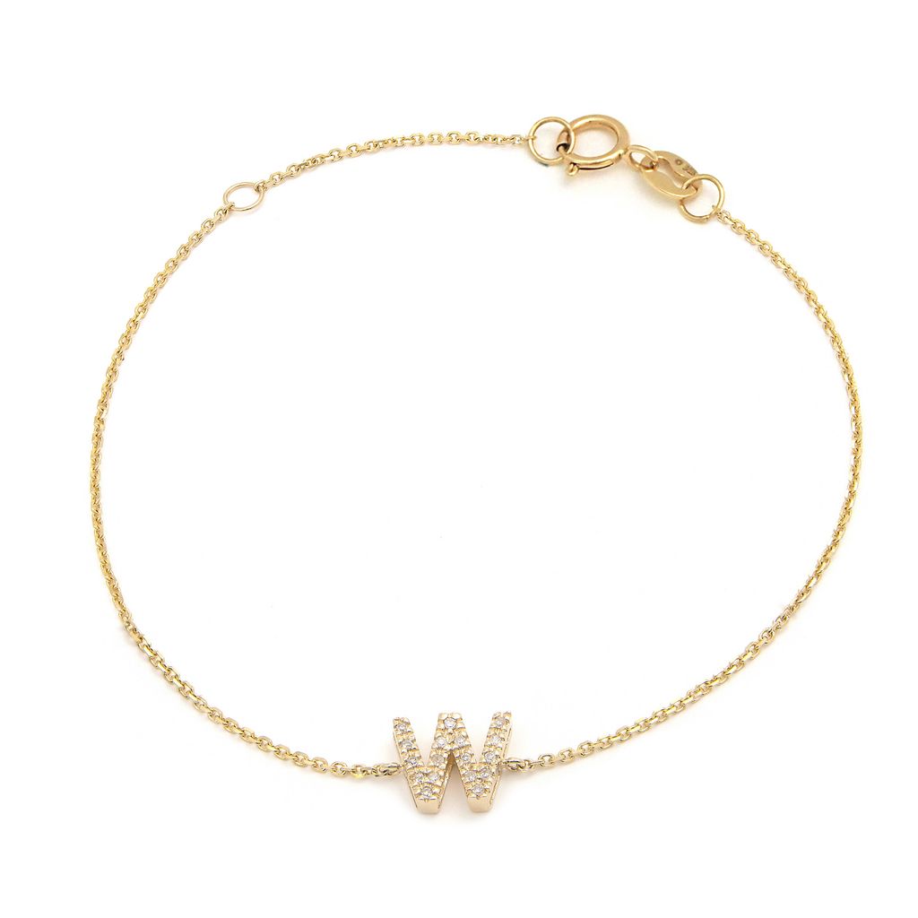 Pulsera con Inicial de Diamantes en Oro Amarillo