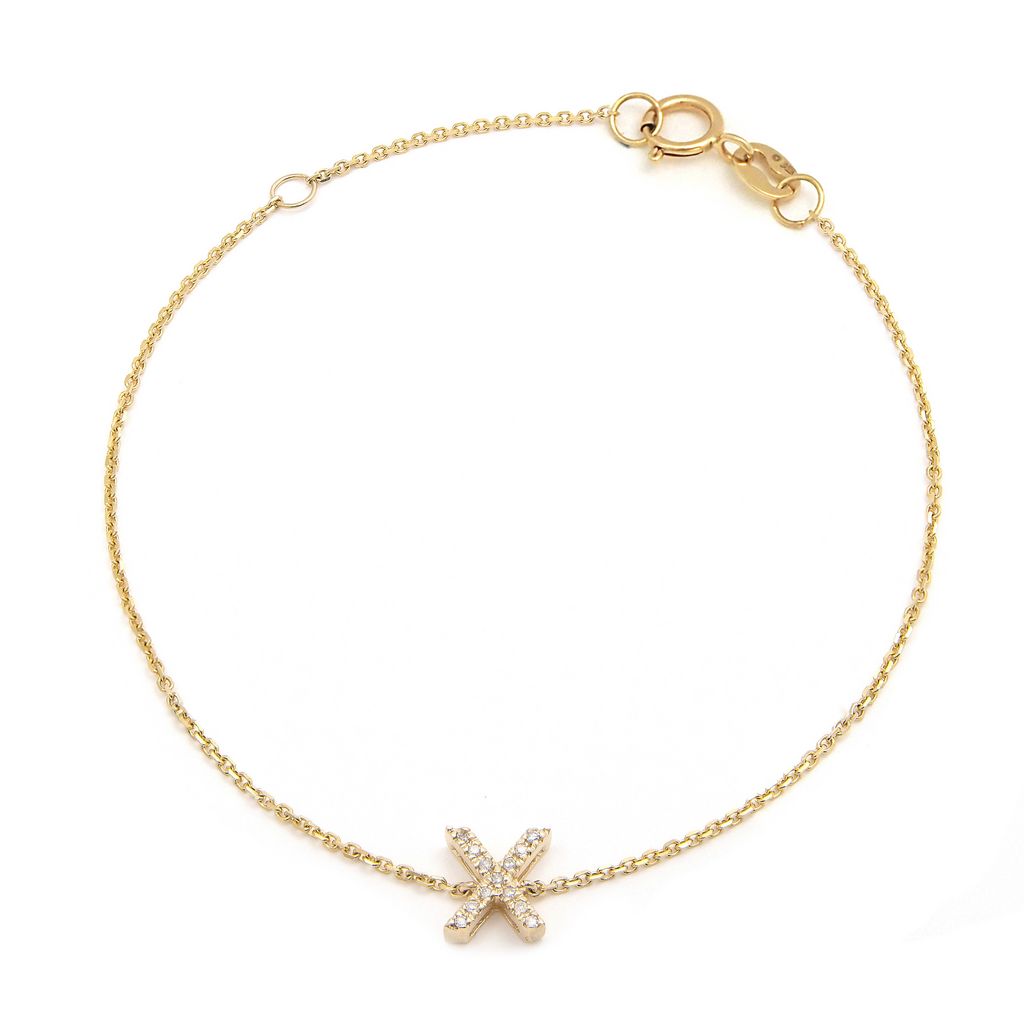 Pulsera con Inicial de Diamantes en Oro Amarillo