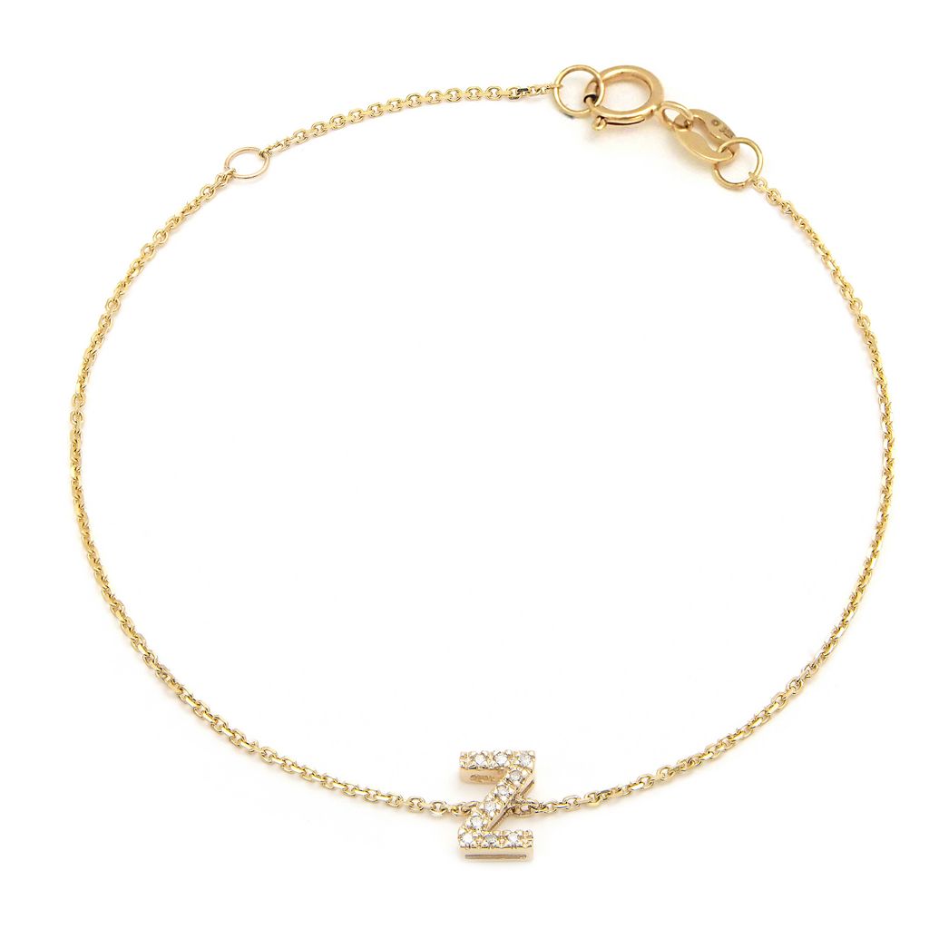 Pulsera con Inicial de Diamantes en Oro Amarillo