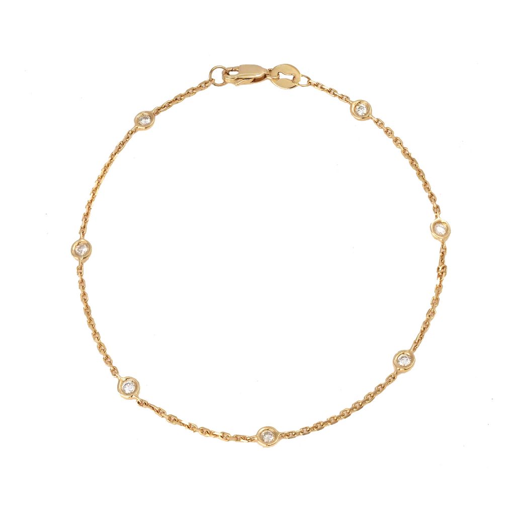 Pulsera Delicada de Diamantes en Oro Amarillo