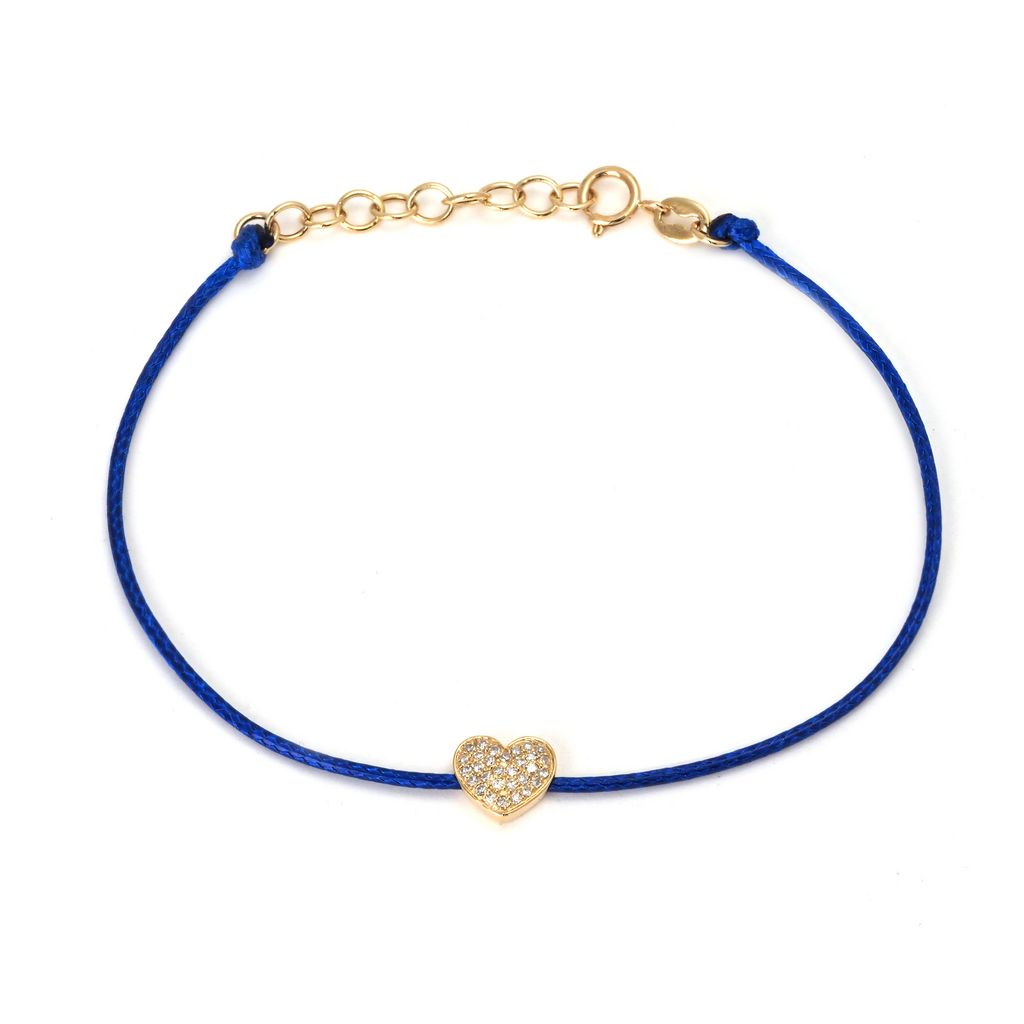 Pulsera Corazón de Diamantes en Cordón de Color
