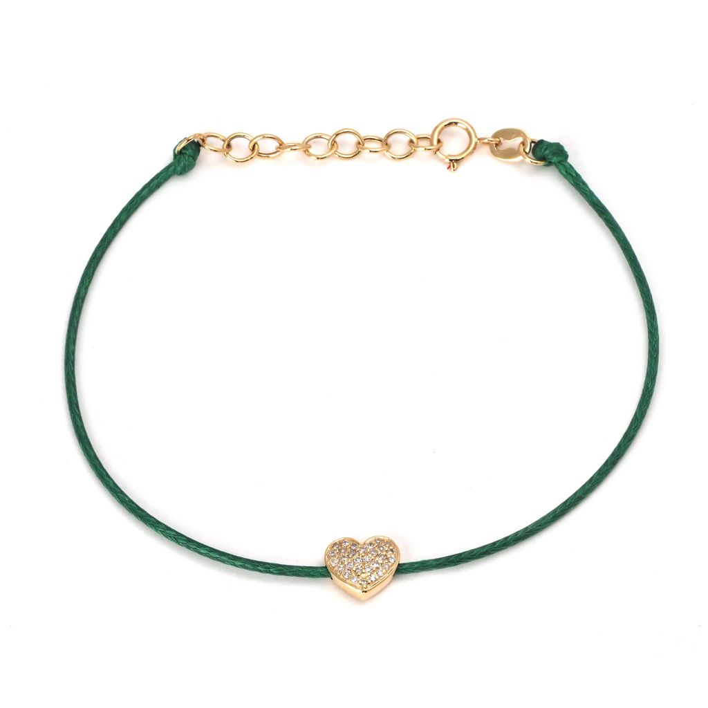 Pulsera Corazón de Diamantes en Cordón de Color