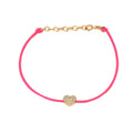 Pulsera Corazón de Diamantes en Cordón Rosa